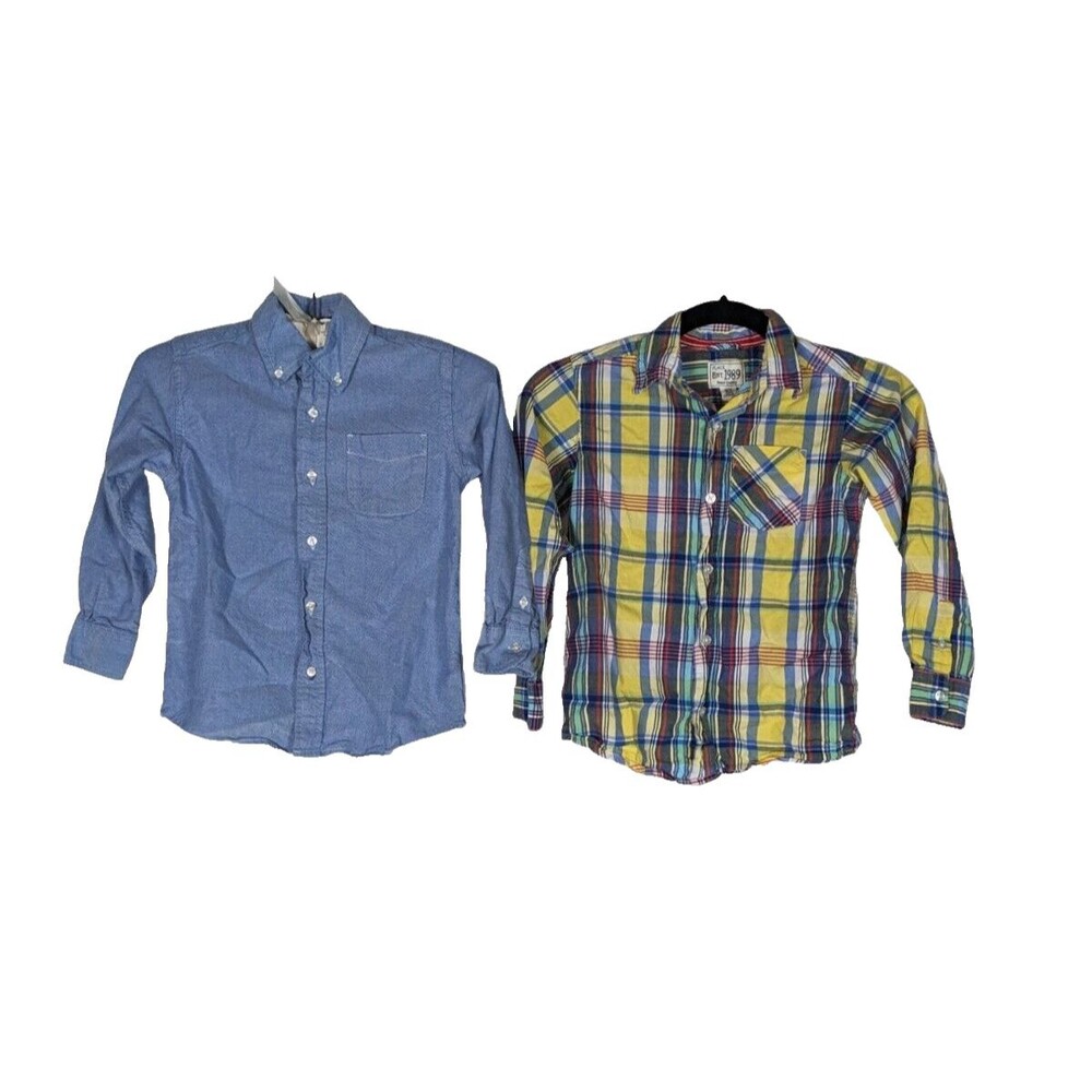 The Children's Place Button Down S 5/6 Boy's Long Sleeve Shirts Lot of 2